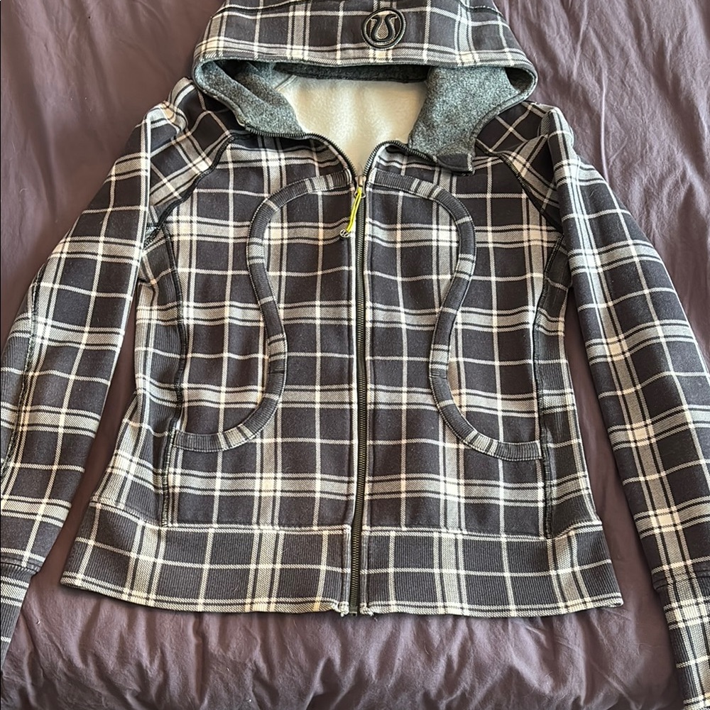 Lululemon Athletica Gray and White Utility Jacket with Cozy Hood